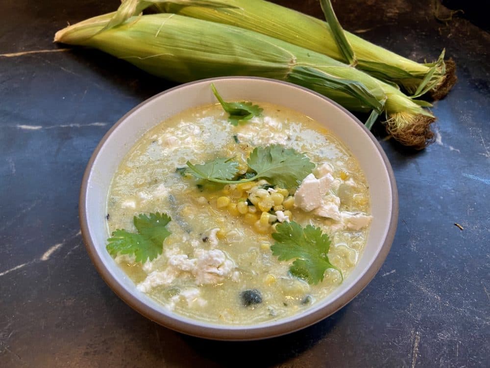 Mexican-style corn soup. (Kathy Gunst/Here & Now)