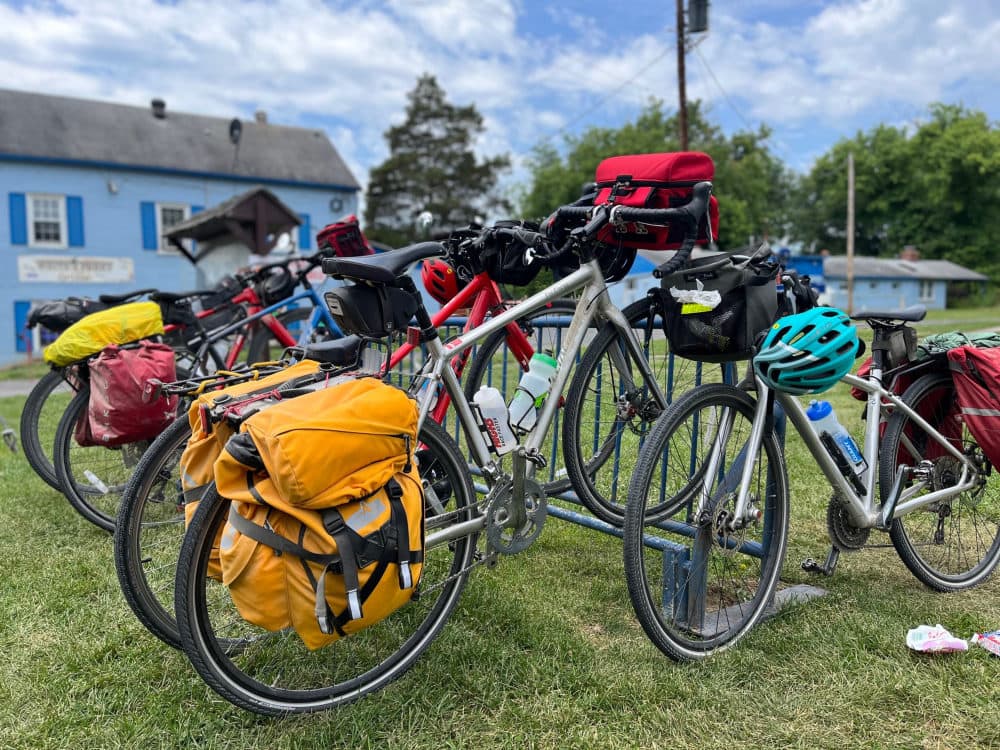The four bikes that took the author, her husband and two sons from Washington, D.C., to Pittsburgh -- along with panniers, water bottles and an untold number of snacks. (Courtesy Mandy Syers)