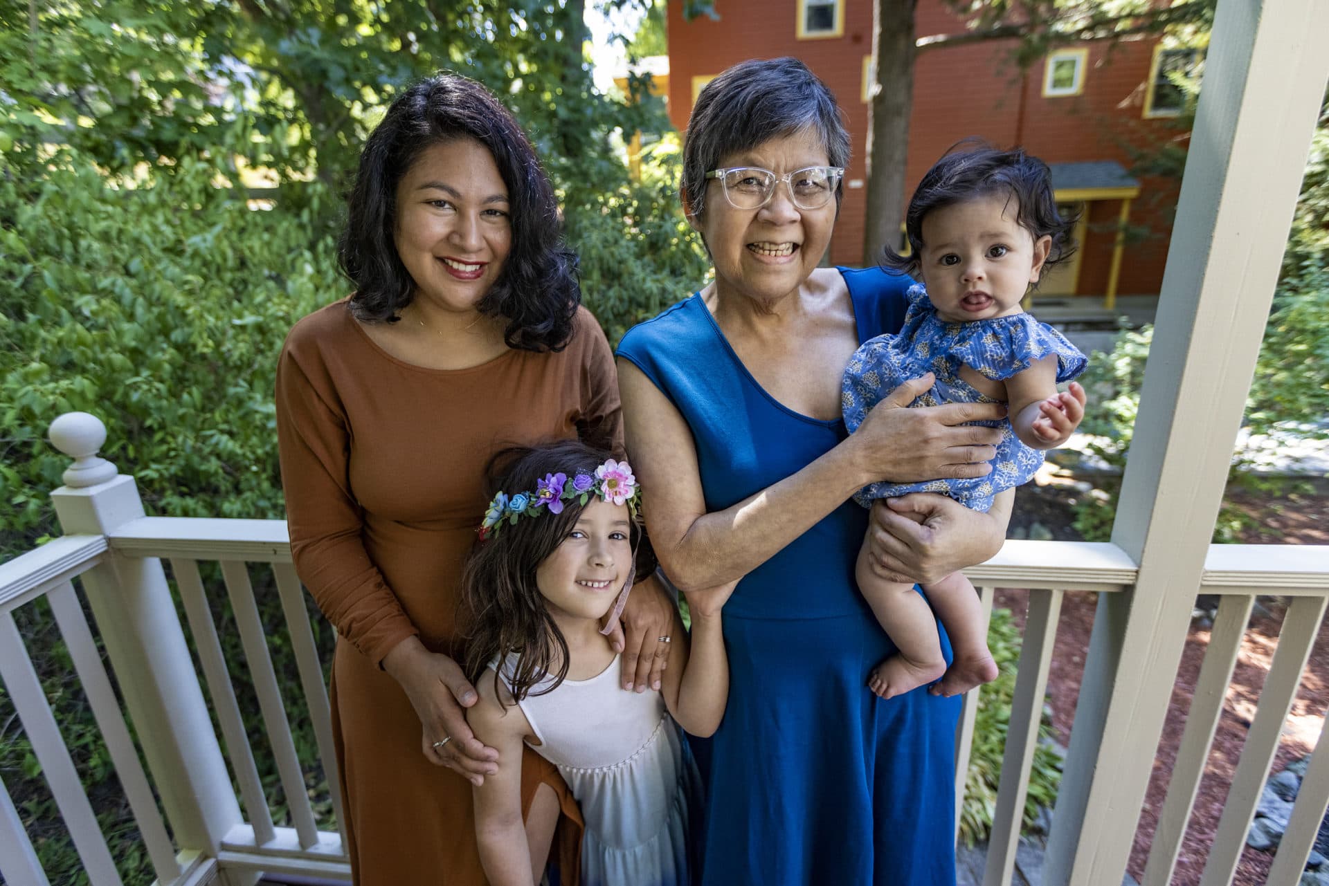 Grace Segran with her daughter Elizabeth and her two children, Lily and Ella. (Jesse Costa/WBUR)