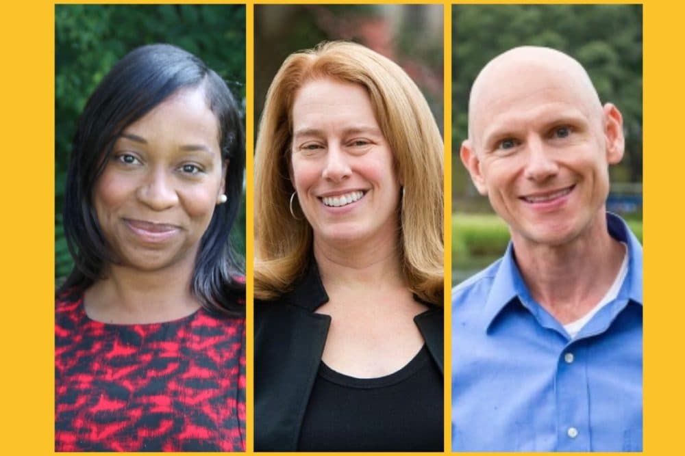 The Democratic candidates for Massachusetts attorney general — Andrea Campbell, Shannon Liss-Riordan and Quentin Palfrey — debate at WBUR's City Space at 11 a.m. on Aug. 10, 2022.