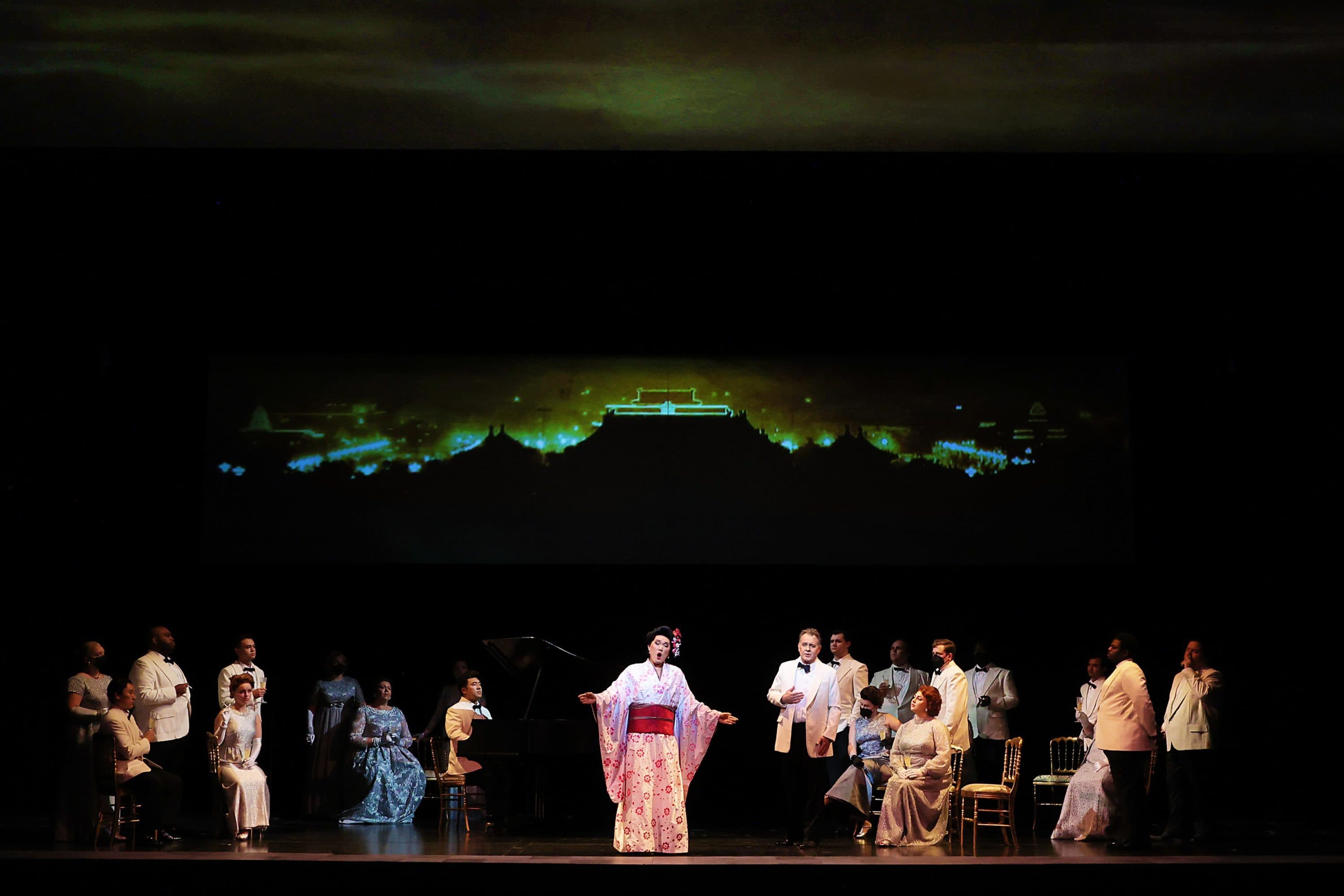 Ensemble and Kangmin Justin Kim as Song Liling) in &quot;M. Butterfly.&quot; (Curtis Brown for the Santa Fe Opera)