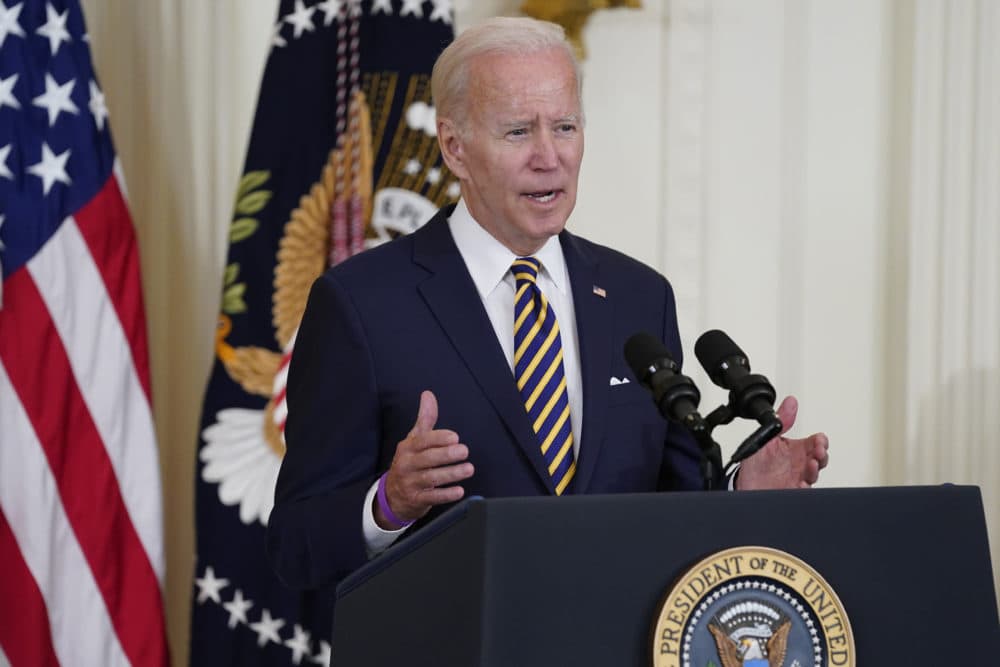President Joe Biden in the East Room of the White House, Aug. 10, in Washington, D.C. (Evan Vucci/AP)