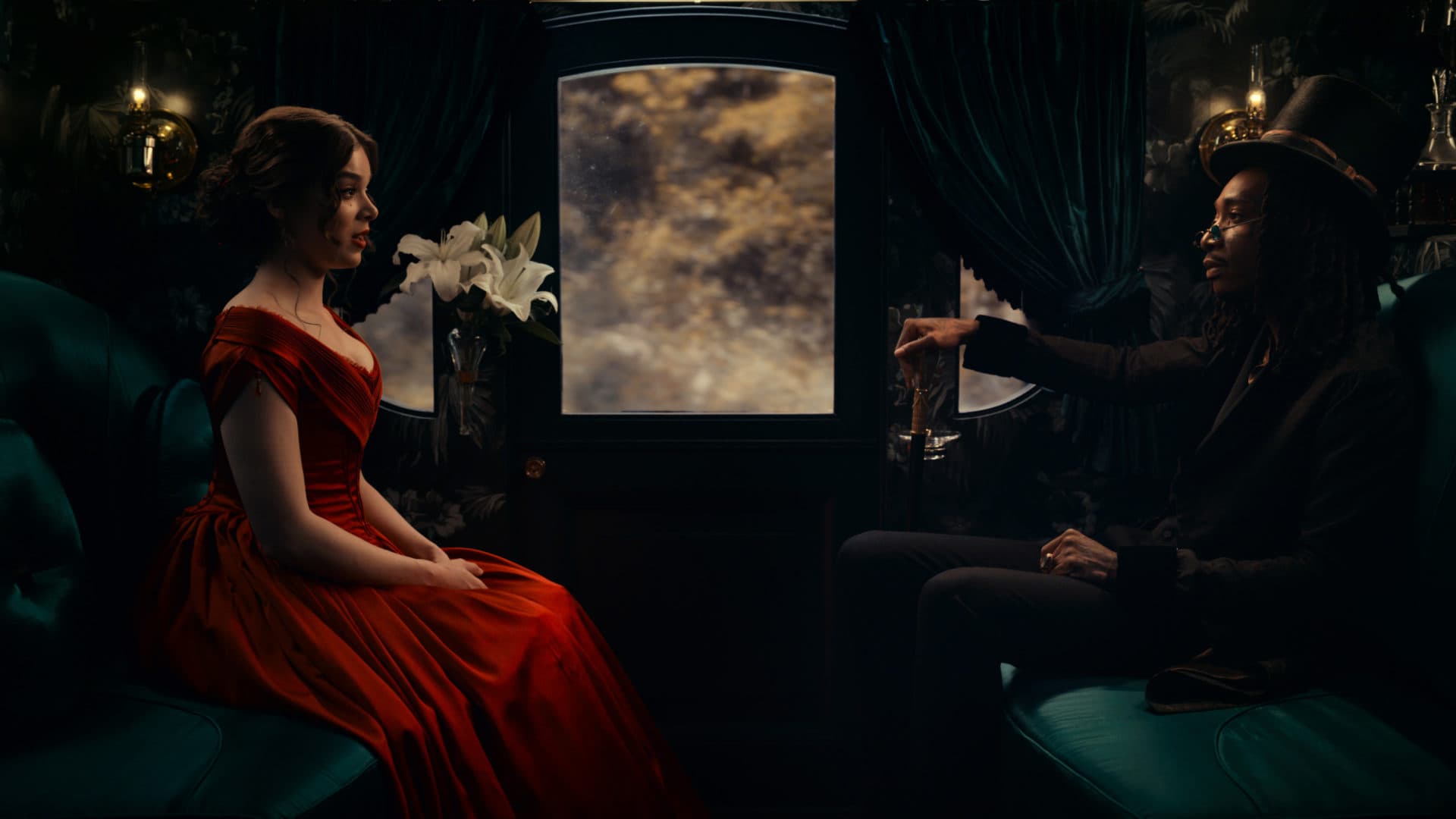 Hailee Steinfeld and Wiz Khalifa in season three of &quot;Dickinson.&quot; (Courtesy Apple TV+)