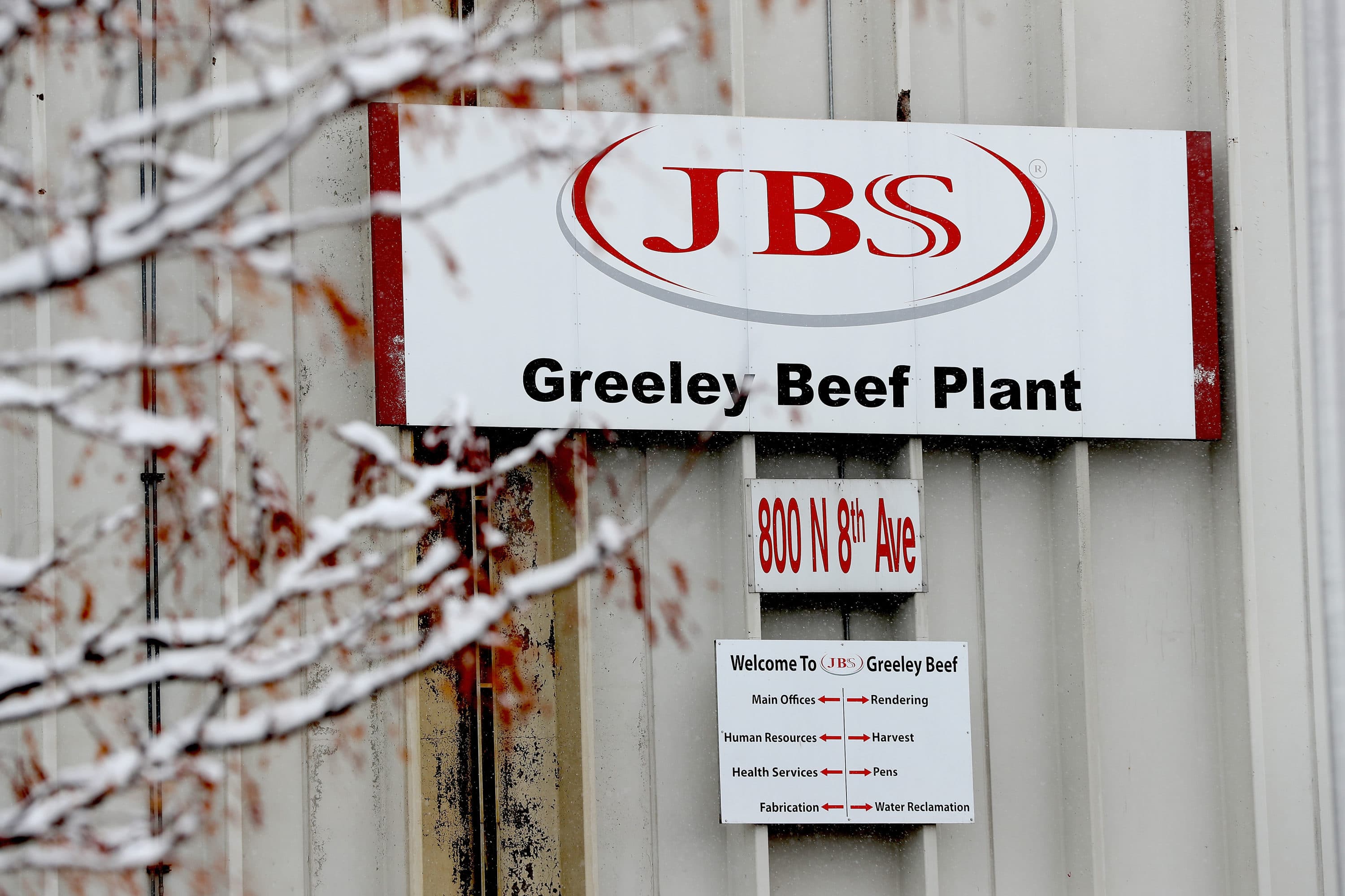 The Greeley JBS meat packing plant sits idle on April 16, 2020 in Greeley, Colorado. (Matthew Stockman/Getty Images)