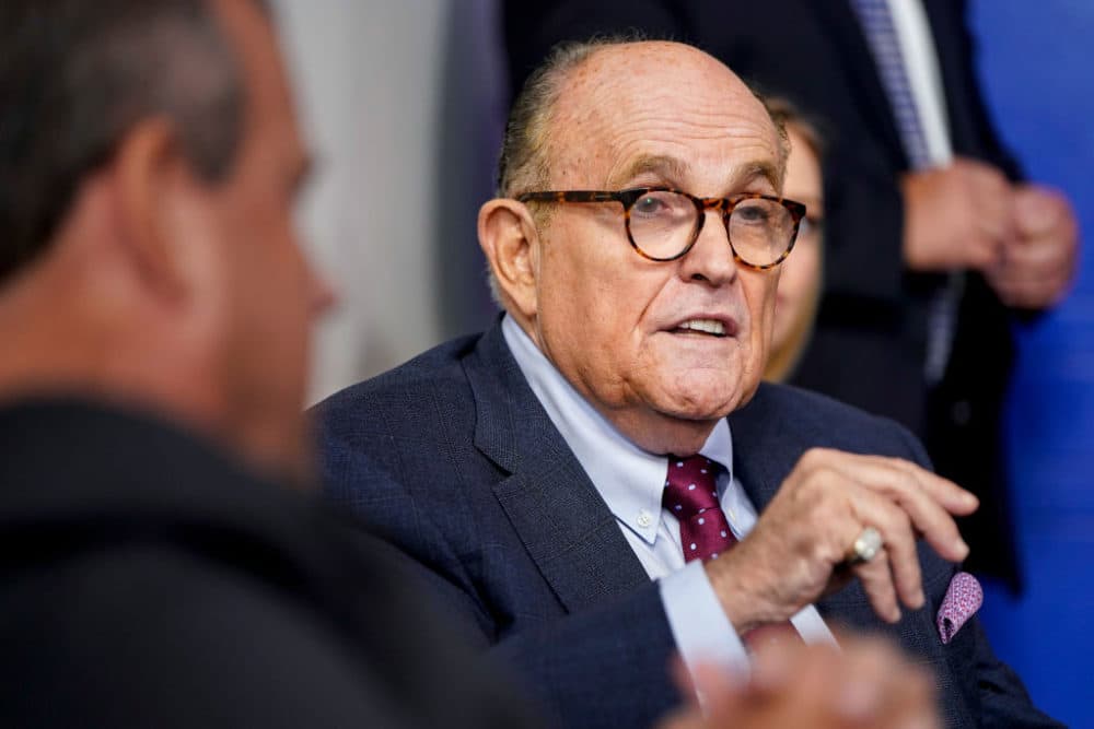 Former New York Mayor Rudy Giuliani speaks during a news conference held by U.S. President Donald Trump in the Briefing Room of the White House on Sept. 27, 2020, in Washington, DC. (Joshua Roberts/Getty Images)