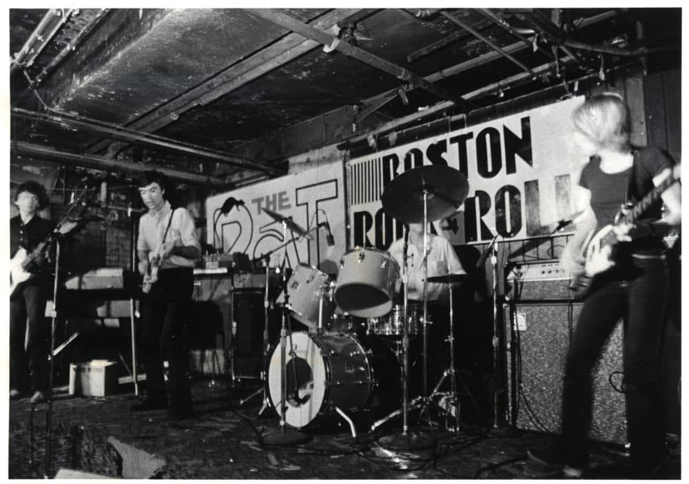 Talking Heads, with David Byrne at center-left, performing at The Rat in Boston's Kenmore Square, January 1977. (Bill Curtis/The Boston Globe via Getty Images)