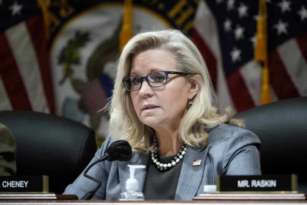 Rep. Liz Cheney (R-WY) speaks during a Select Committee to Investigate the January 6th Attack on the U.S. Capitol business meeting on Capitol Hill March 28, 2022 in Washington, DC. (Drew Angerer/Getty Images)