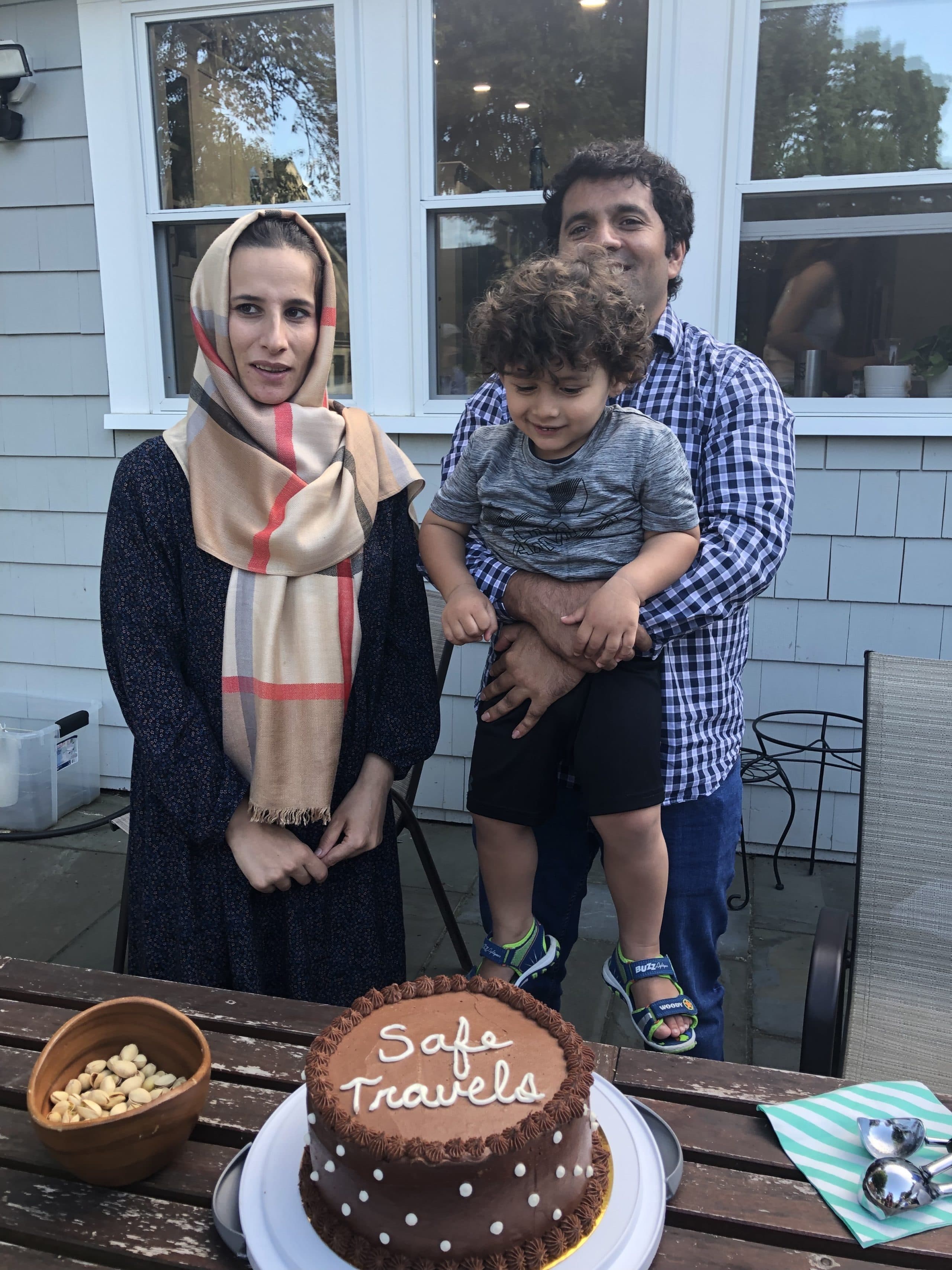 Shafi and Farahnaz Amani celebrating their final days in Massachusetts where they were first resettled. (Karyn Miller Medzon)