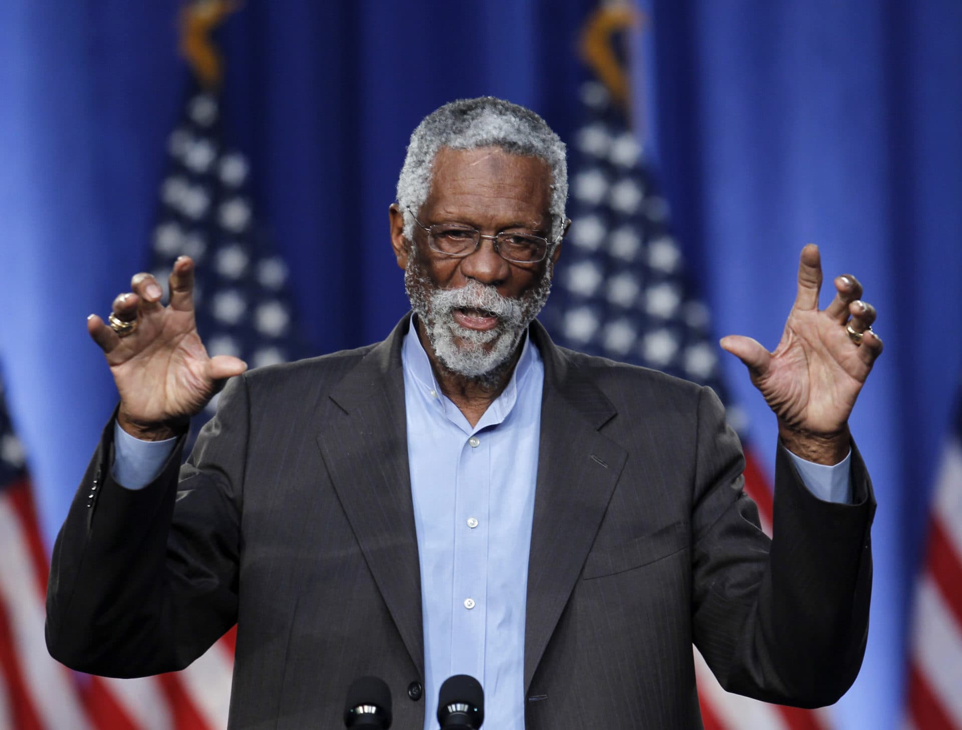 Bill Russell addresses an audience during a campaign fundraising event, in Boston, May 18, 2011. (Steven Senne/AP)