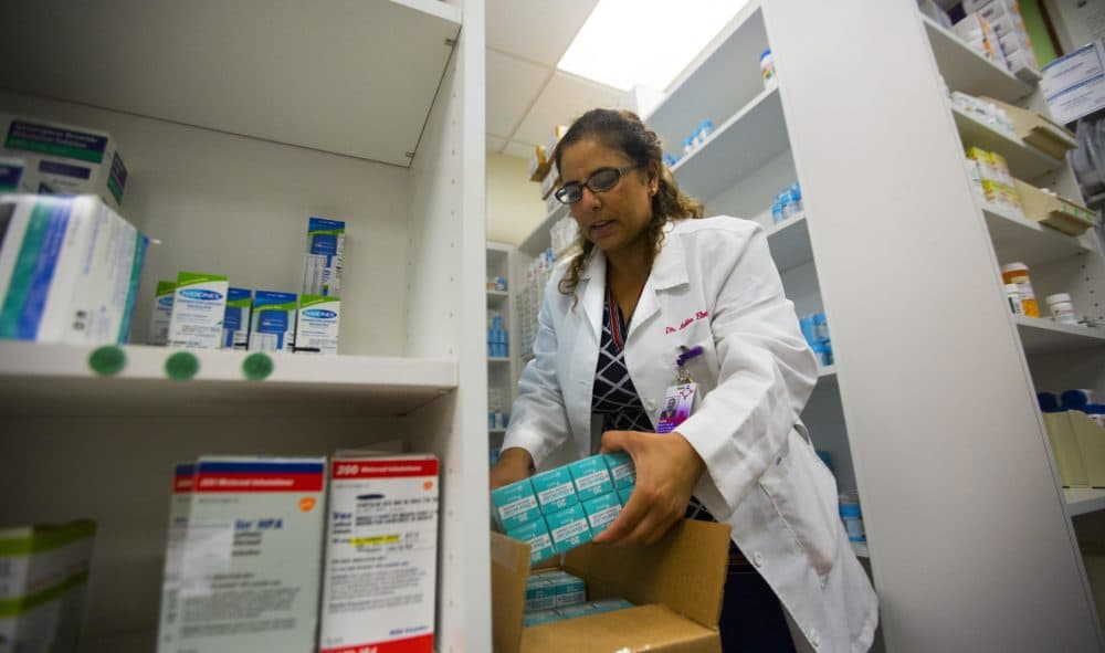 Dr. Adlia Ebeid, clinical director of the San José Clinic in Houston, pictured here filling prescriptions for survivors of Hurricane Harvey in 2017, was one of the medical providers who provided information to Americares and Harvard about the toolkit resources.  (Courtesy of Annie Mulligan/Americares)