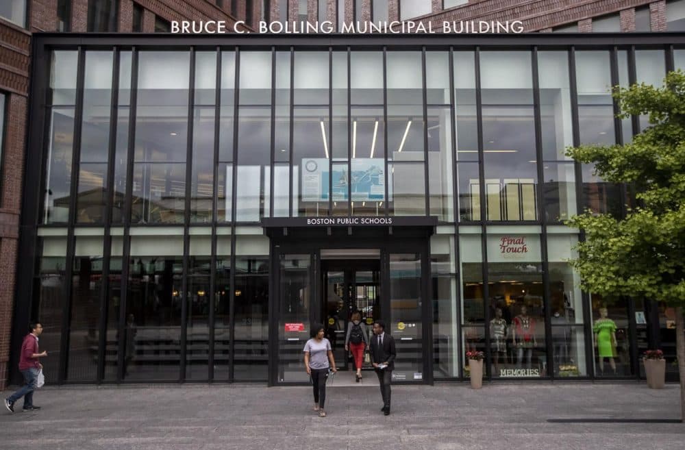 The Bruce Bolling Municipal Building in Dudley Sq., home of the Boston Public School headquarters. (Jesse Costa/WBUR)