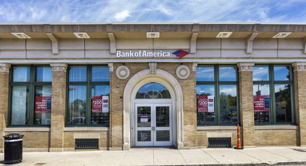 Bank of America closed its Nubian Square branch on Dudley Street for months at a time, frustrating customers. It says it fully reopened in August. (Jesse Costa/WBUR)