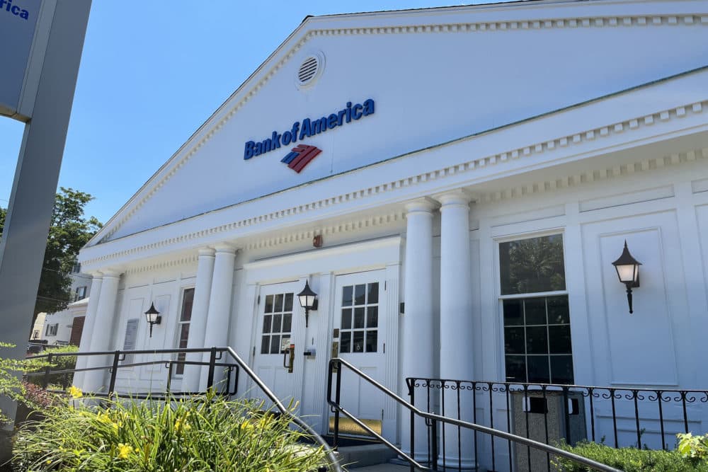 In July, Bank of America shuttered its Winthrop branch, including the ATMs. (Beth Healy/WBUR)