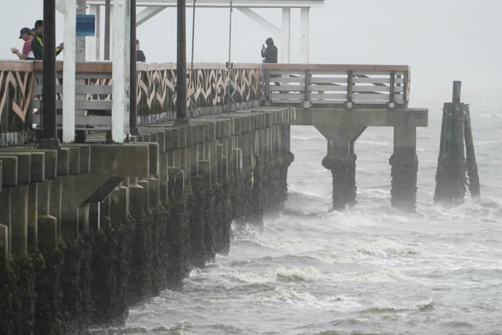 Waves crash along the Ballast Point Pier ahead of Hurricane Ian, Wednesday, Sept. 28, 2022, in Tampa, Fla. (Chris O'Meara/AP)