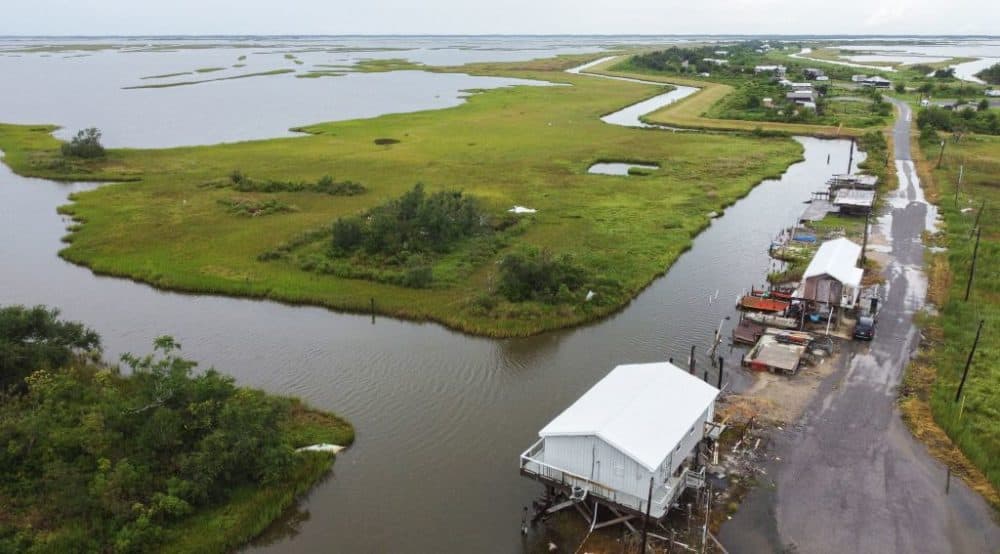 An aerial view of the Isle of Jean Charles in Louisiana on August 24, 2022. They are considered the first American climate refugees since 2016. (Cécile Clocheret/AFP via Getty Images)