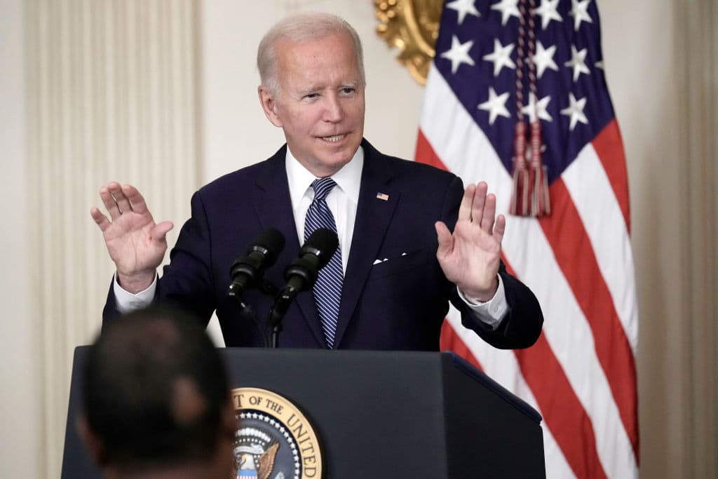 U.S. President Joe Biden delivers remarks before signing The Inflation Reduction Act in the State Dining Room of the White House August 16, 2022 in Washington, DC. (Drew Angerer/Getty Images)
