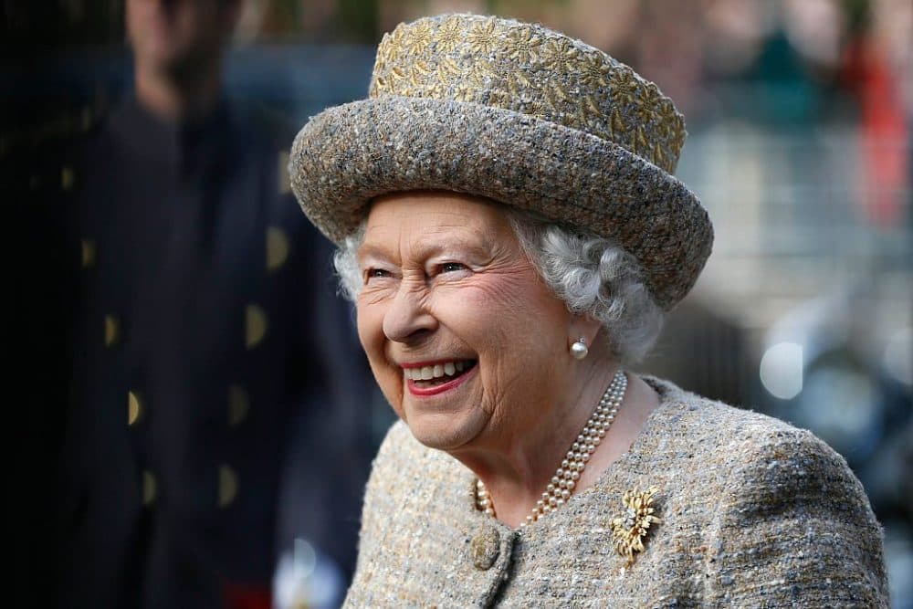 Queen Elizabeth II smiles as she arrives before the Opening of the Flanders' Fields Memorial Garden at Wellington Barracks on November 6, 2014 in London, England. (Stefan Wermuth/WPA Pool /Getty Images)