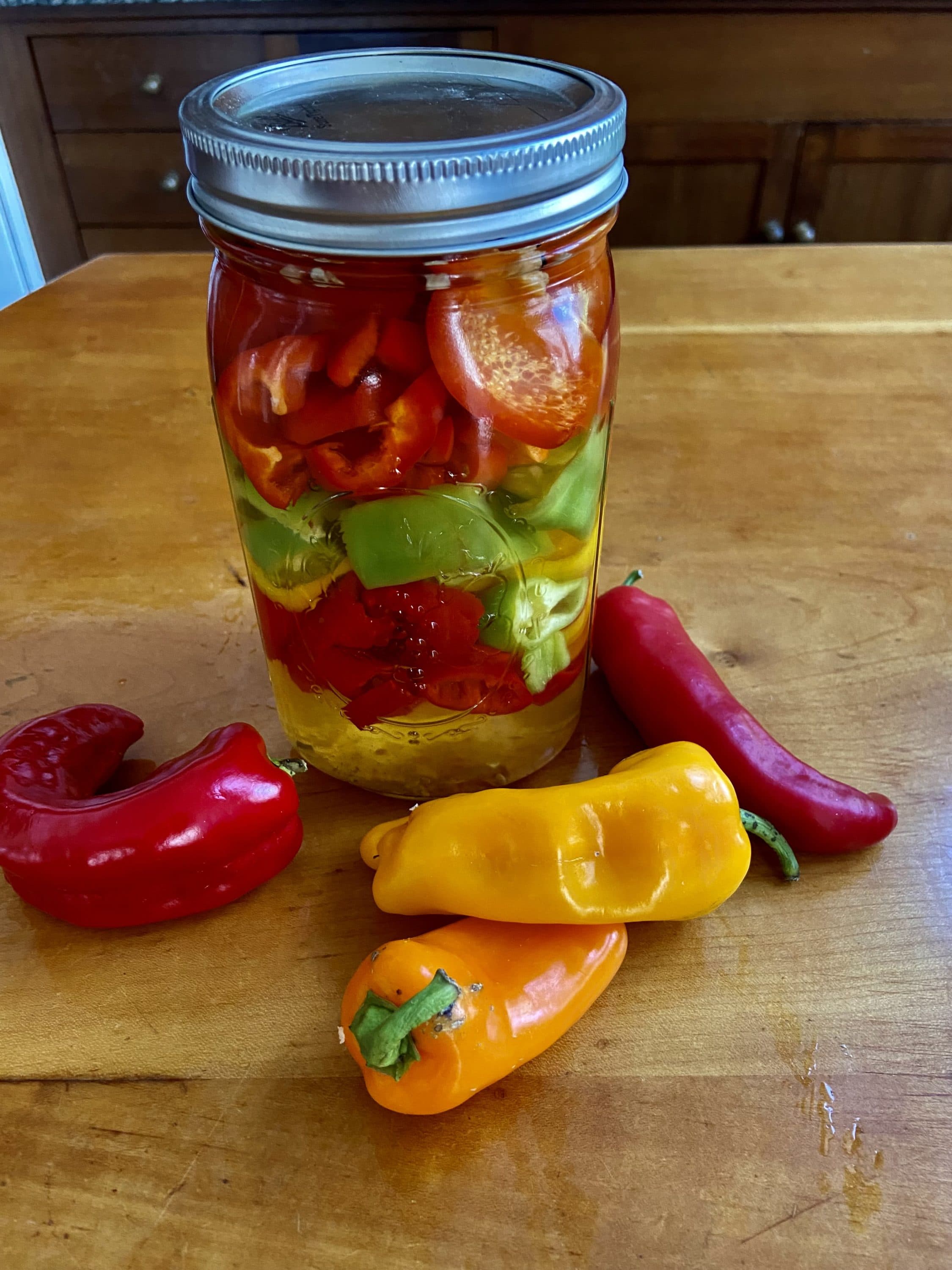 Pickled peppers. (Kathy Gunst/Here &amp; Now) 