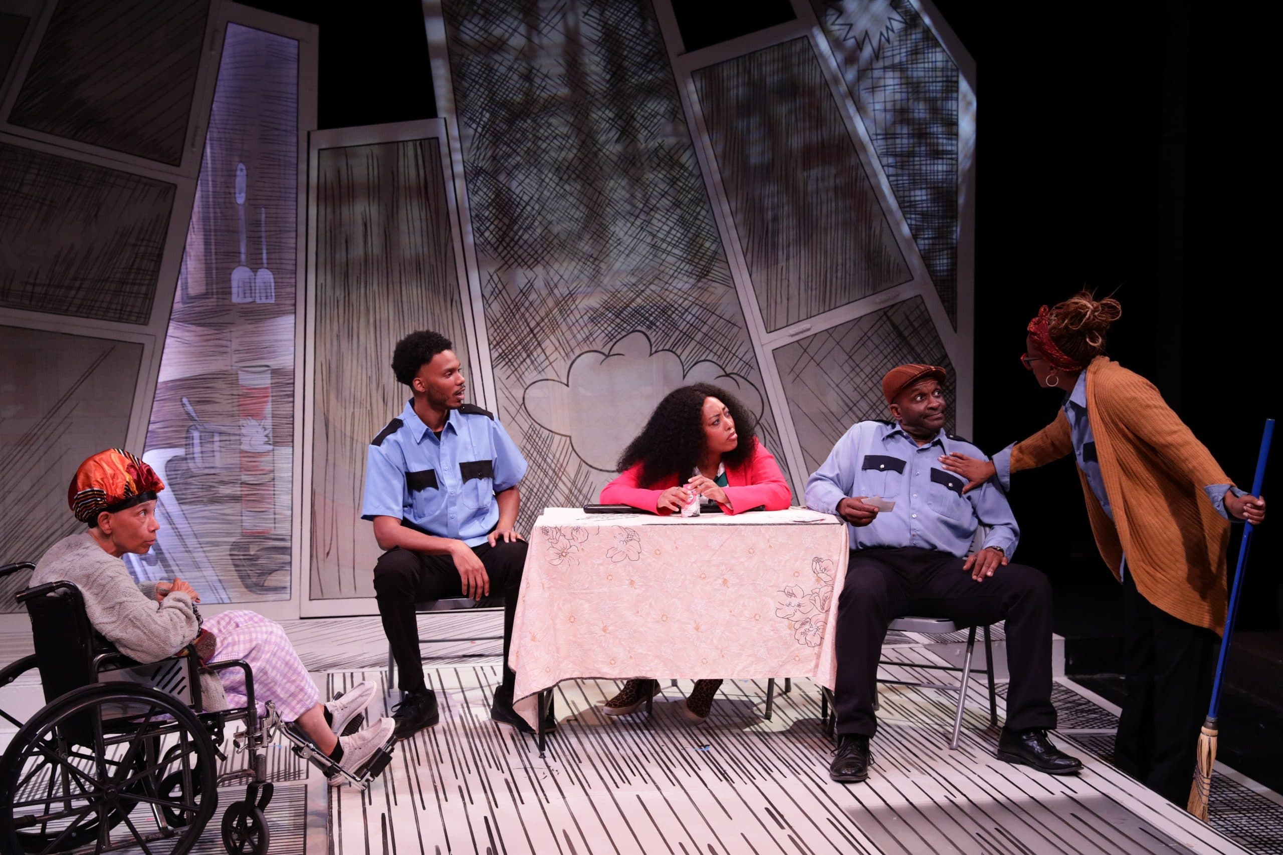 Dayenne CB Walters, Sharmarke Yusuf, Lyndsay Allyn Cox, Damon Singletary and Shani Farrell in the Lyric Stage Company of Boston's production of &quot;Fabulation or, The Re-Education of Undine.&quot; (Courtesy Mark S. Howard)