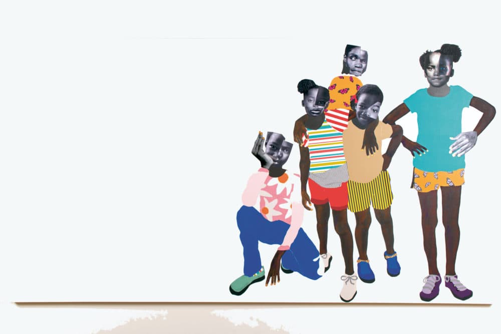 Deborah Roberts, &quot;Sisterly Love,&quot; 2021. (Courtesy the artist and Vielmetter, Los Angeles)