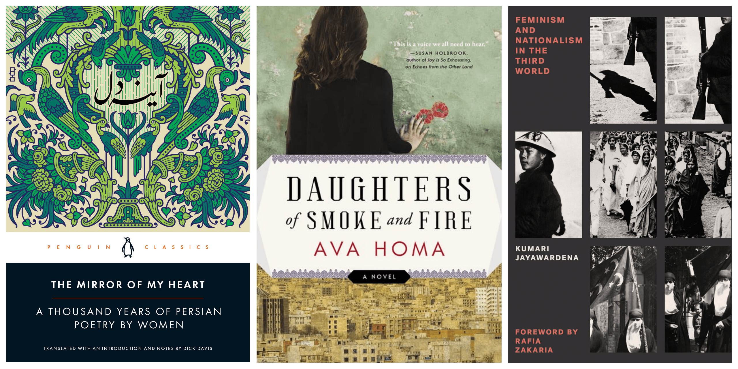 WBUR arts and culture fellow Lauren Williams recommends three books by Iranian women and on global feminism. (Courtesy of the book publishers)