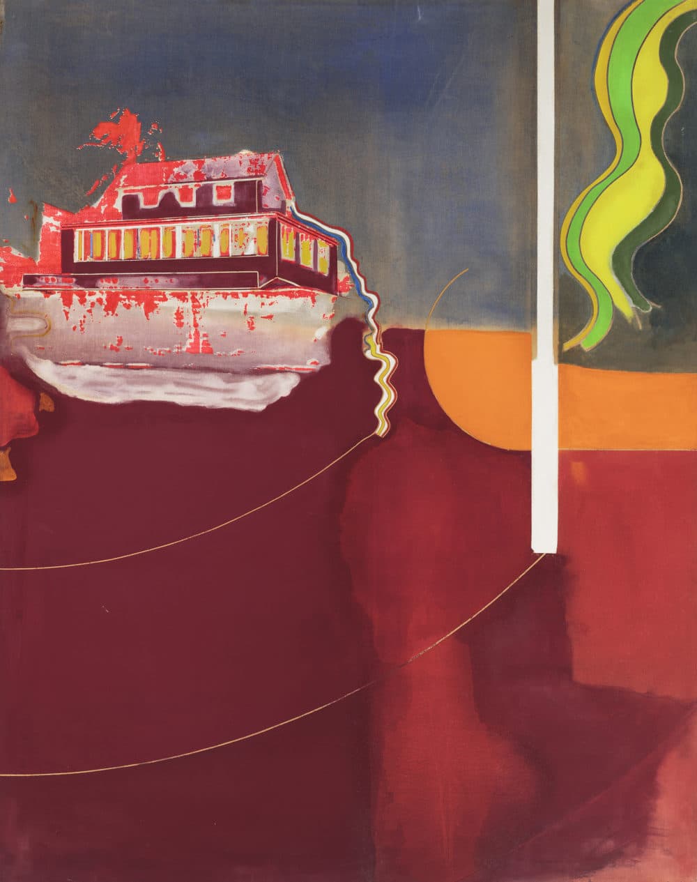 Frank Bowling, &quot;Mother's House and Night Storm,&quot; 1967. (Courtesy Sheldon Inwentash and Lynn Factor, Toronto; JSP Art Photography/Hales Gallery; Frank Bowling; DACS, London &amp; ARS, New York 2022; Museum of Fine Arts, Boston)