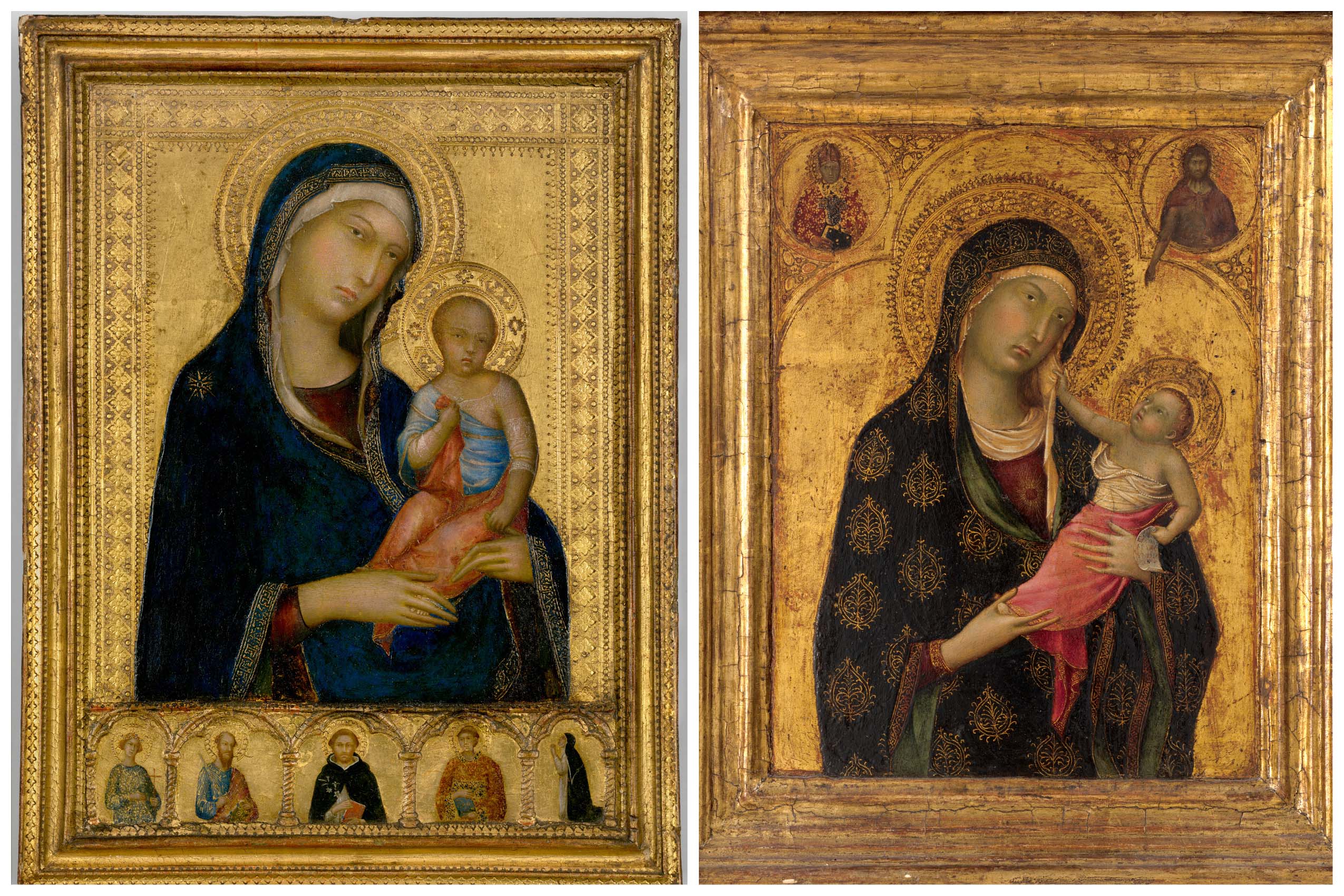Left: Simone Martini, "Virgin and Child with Saints," about 1325. (Courtesy Isabella Stewart Gardner Museum) Right: Simone Martini, "The Virgin and Child," about 1325-1330. (Courtesy The Nelson-Atkins Museum of Art/Gift of the Samuel H. Kress Foundation)