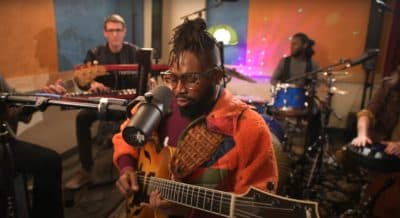 Albino Mbie in a screenshot from his Tiny Desk Contest entry "Golden Smile." (Screenshot/YouTube)