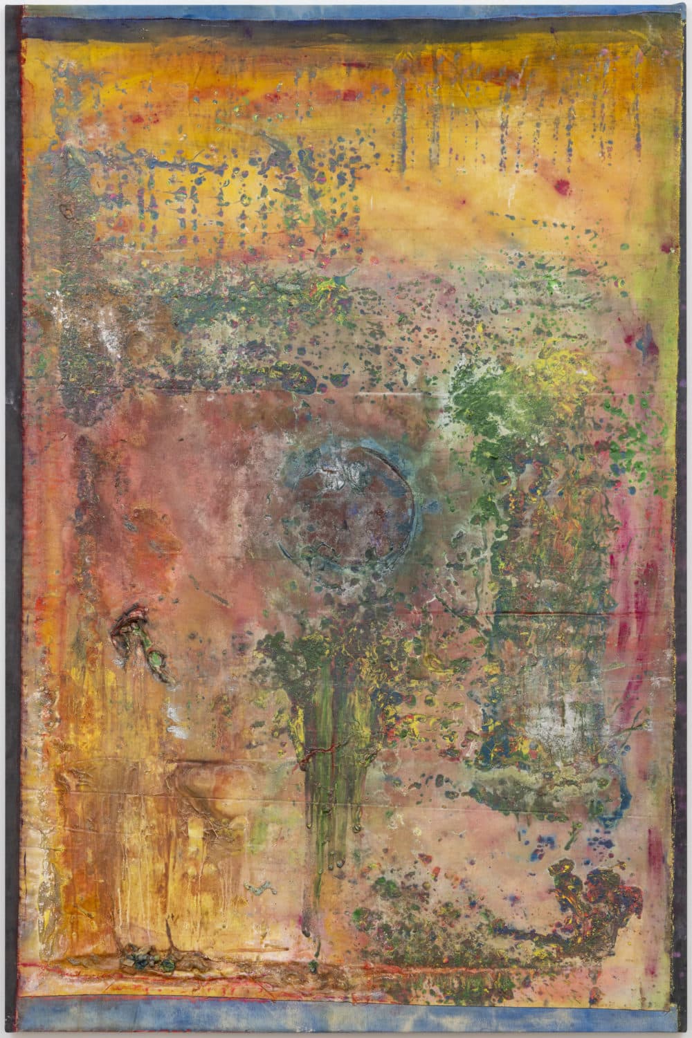 Frank Bowling, &quot;Looking West Again,&quot; 2020. (Courtesy the artist and Hauser &amp; Wirth; Damian Griffiths; DACS/Artimage, London &amp; ARS, New York 2022; Museum of Fine Arts, Boston)