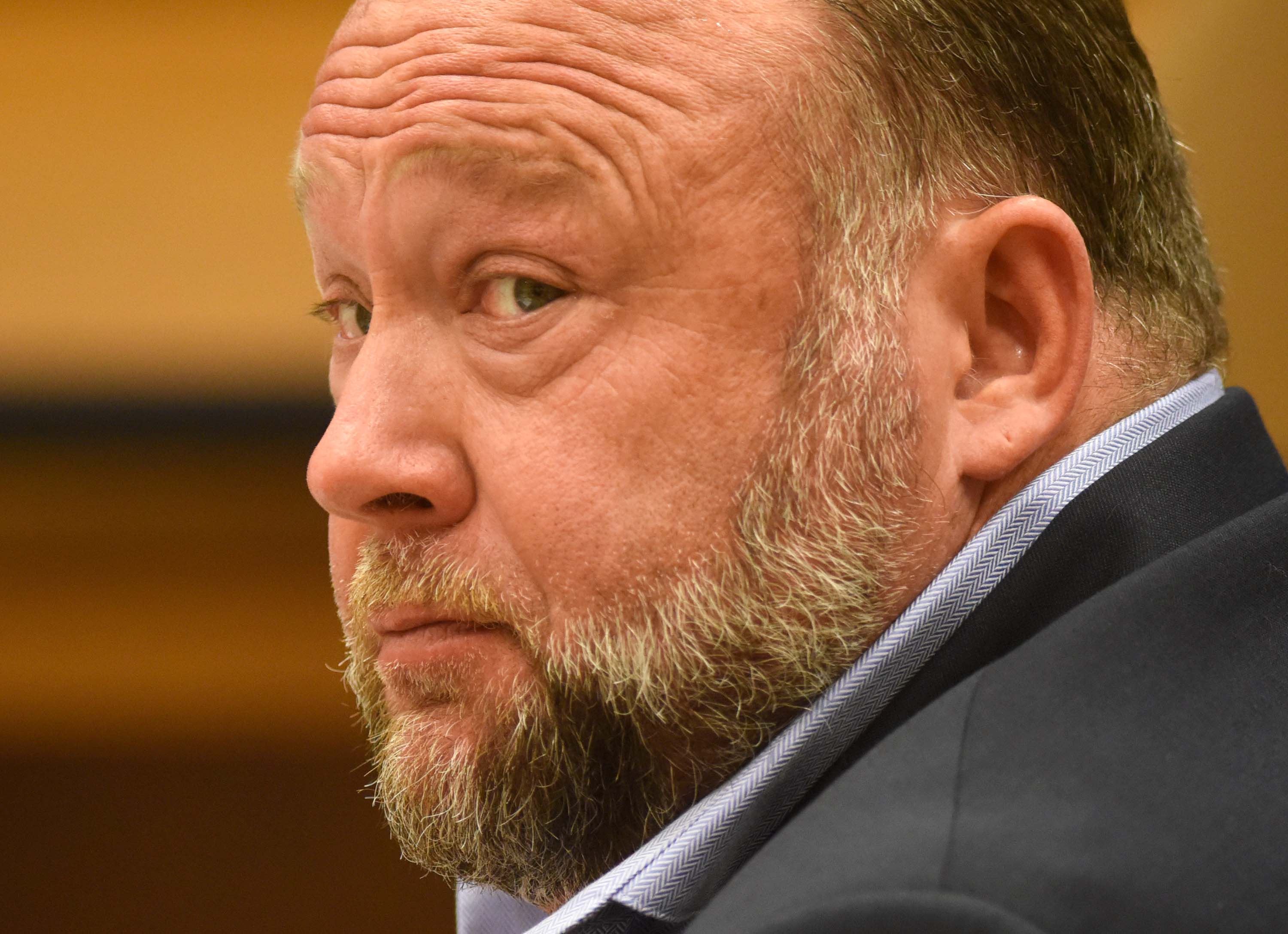 Infowars founder Alex Jones at Connecticut Superior Court in Waterbury, Conn., on Thursday, Sept. 22, 2022 (Tyler Sizemore/Hearst Connecticut Media via AP, Pool, File)