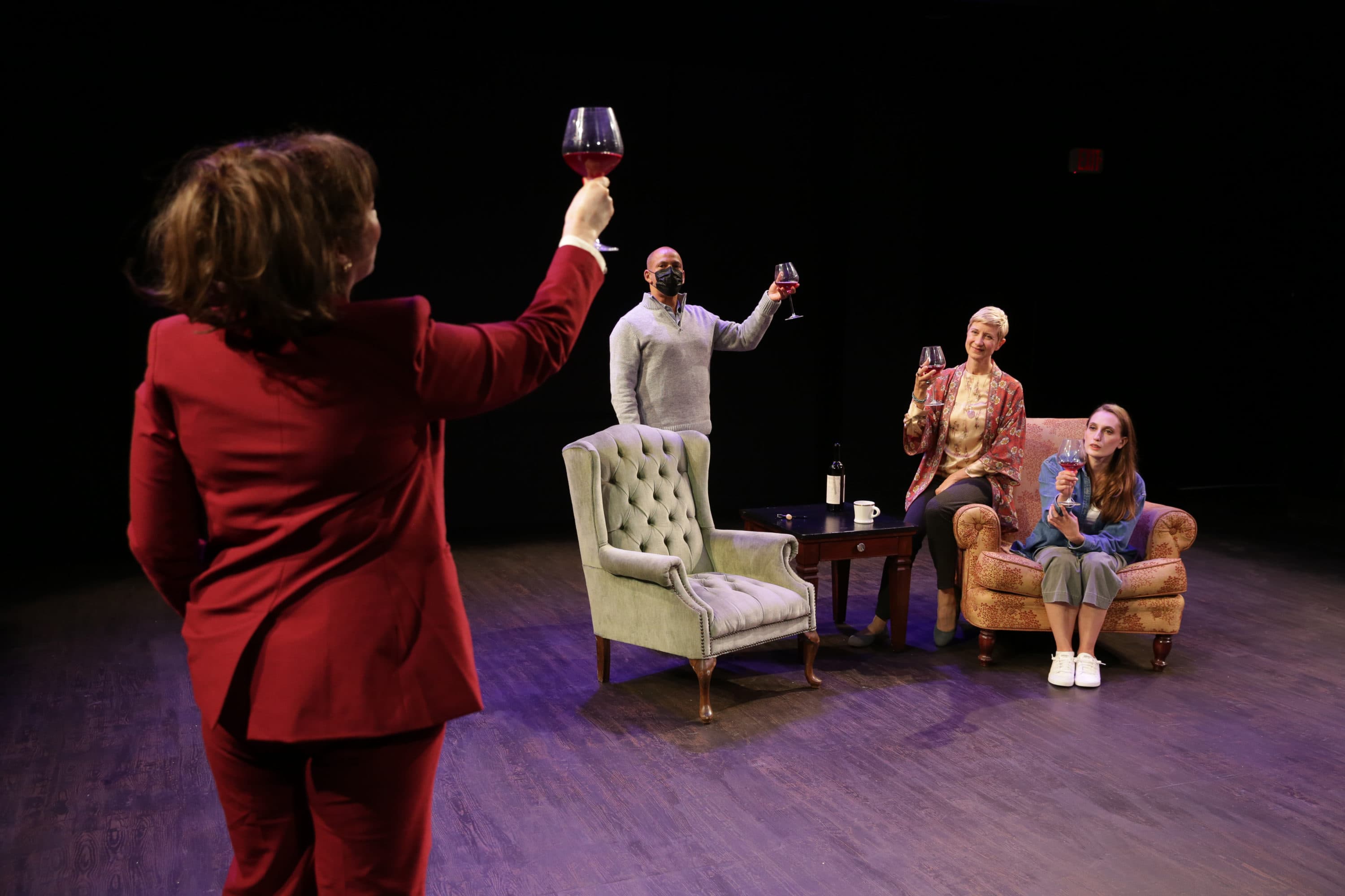 &quot;The Thin Place&quot; at Gloucester Stage Company runs through Oct. 23. From left to right: Bren McElroy as Sylvia, Joshua Wolf Coleman as Jerry, Cynthia Beckert as Sylvia and Siobhán Carroll as Hilda (Courtesy Jason Grow)
