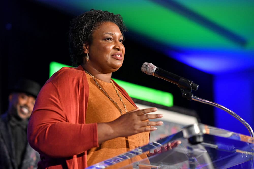 Stacey Abrams speaks on stage during Jay &quot;Jeezy&quot; Jenkins' 2nd Annual Sno Ball Gala at Flourish Atlanta on Sept. 29, 2022 in Atlanta, Georgia. (Derek White/Getty Images)