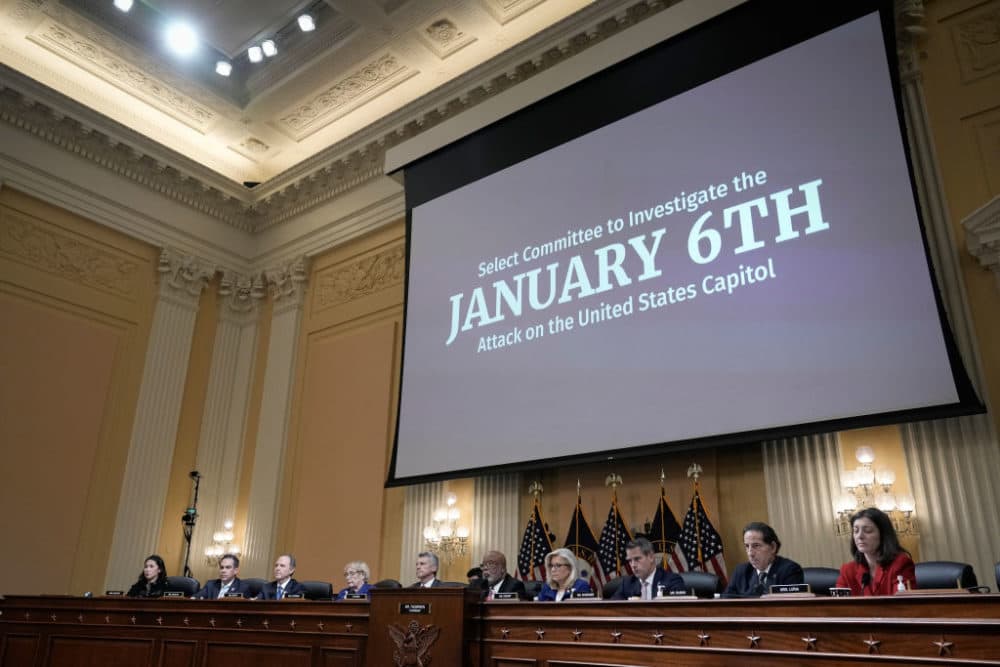 Members of the House Select Committee to Investigate the January 6th Attack on the U.S. Capitol vote unanimously to subpoena former President Donald Trump during a hearing in the Cannon House Office Building on October 13, 2022 in Washington, DC. (Drew Angerer/Getty Images)