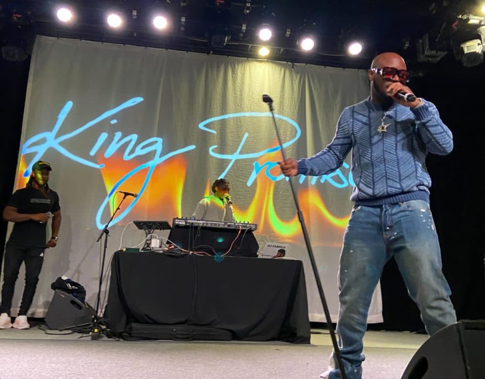 King Promise performs on a recent U.S. tour stop. (Ciku Theuri/Here & Now)