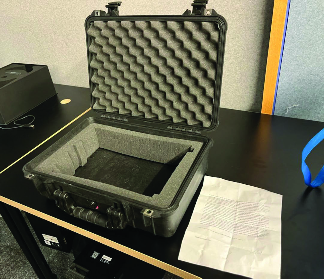 The FBI claims a Northeastern University worker used this case and wrote this note as part of a bomb hoax on campus. (Courtesy U.S. Attorney for Massachusetts office)