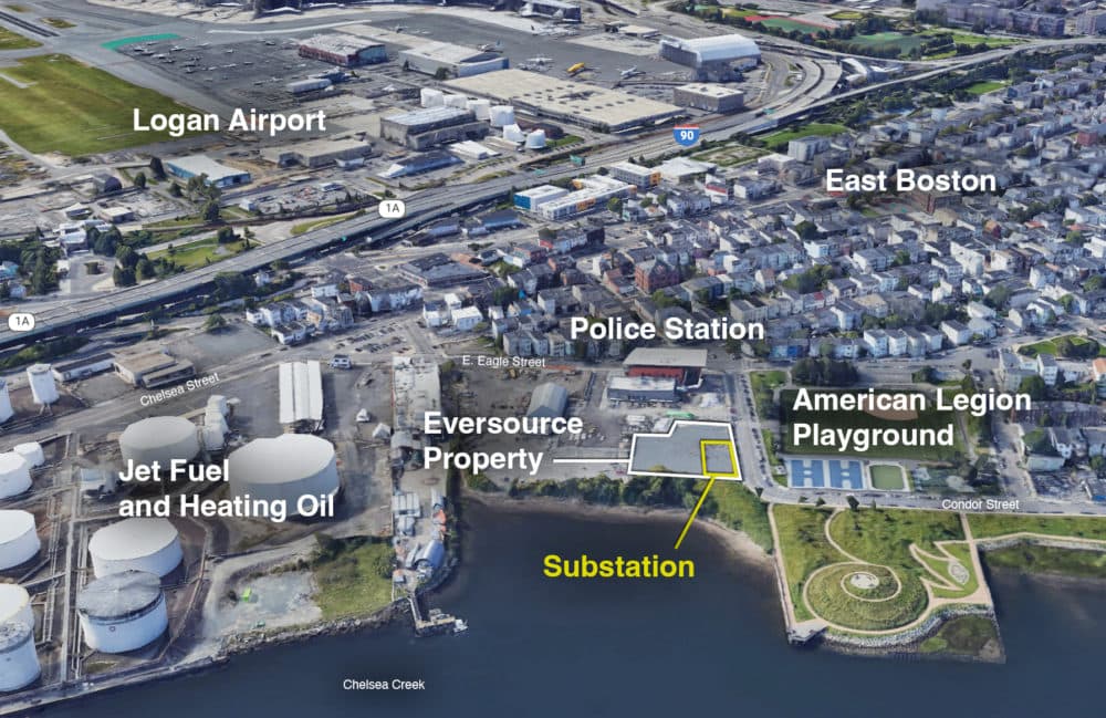 The location of the proposed electrical substation in East Boston (Jesse Costa/WBUR)