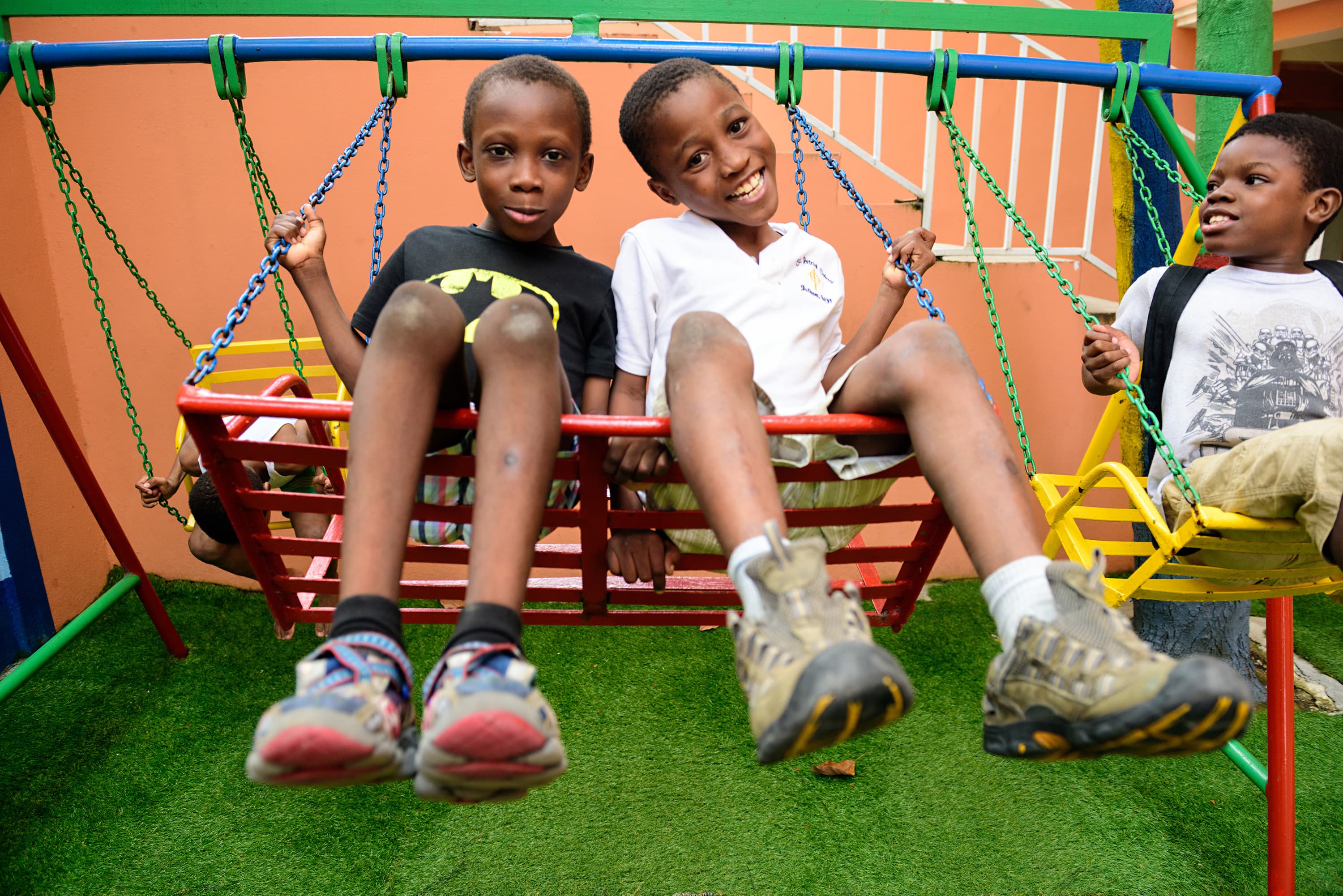 Children from the Hope for the Children of Haiti home who were evacuated to a safer location after gangs took over their Port Au Prince neighborhood. (Krista Guenin)