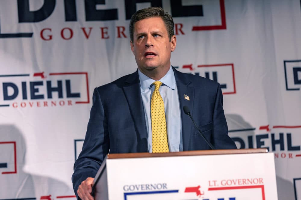 Geoff Diehl speaks to supporters at the Boston Harbor Hotel after losing his bid for Governor. (Jesse Costa/WBUR)