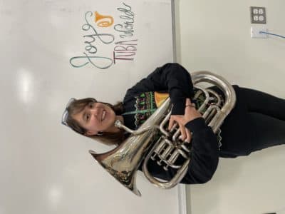 Natalie Sheeler holding her euphonium. (Courtesy Natalie Sheeler)