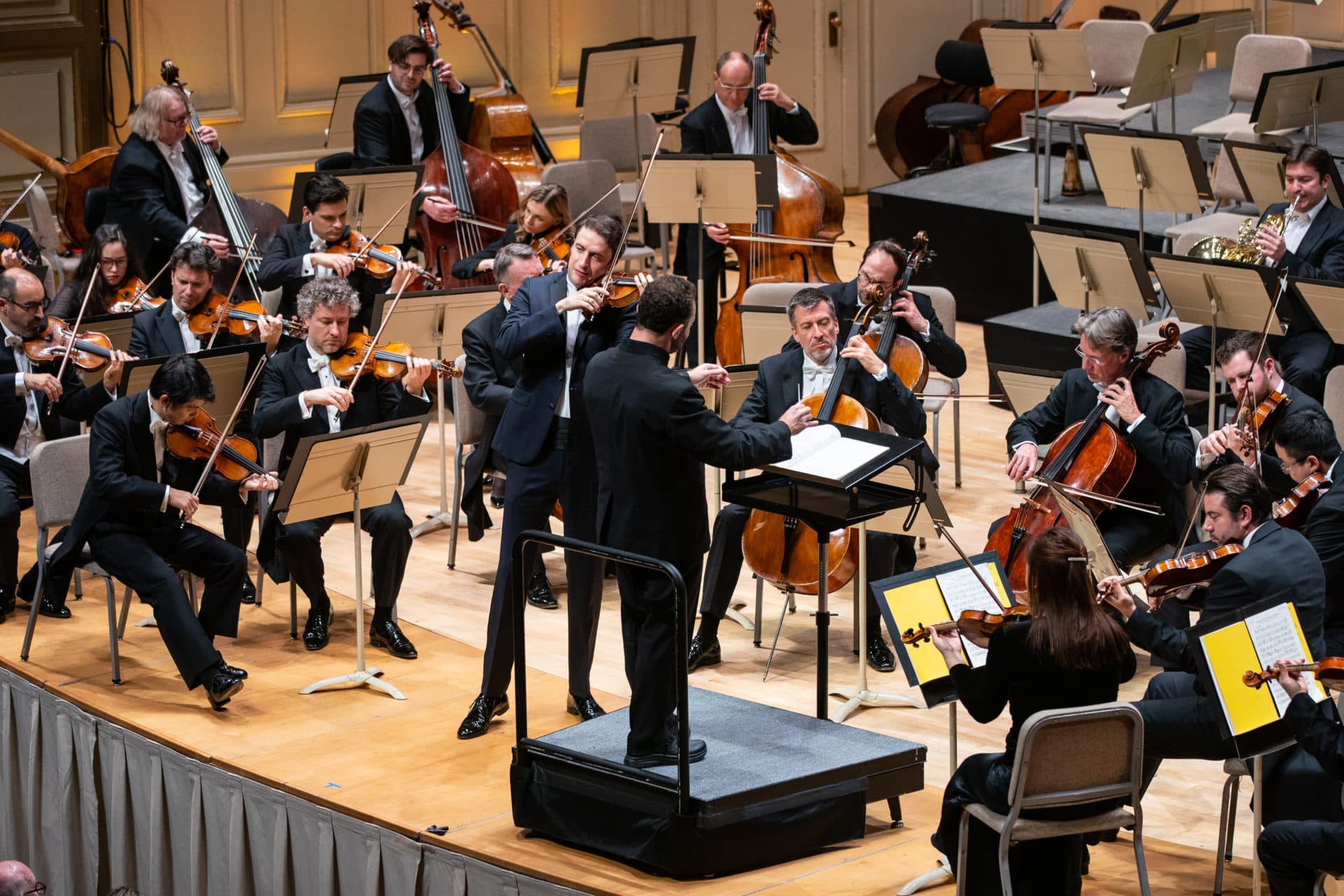 Violinist Noah Bendix-Balgley with the Berlin Philharmonic at Symphony Hall. (Courtesy Robert Torres)