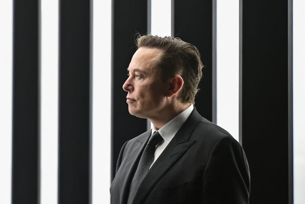 Elon Musk is pictured as he attends the start of the production at Tesla's &quot;Gigafactory&quot; on March 22, 2022 in Gruenheide, southeast of Berlin. (Patrick Pleul/POOL/AFP via Getty Images)