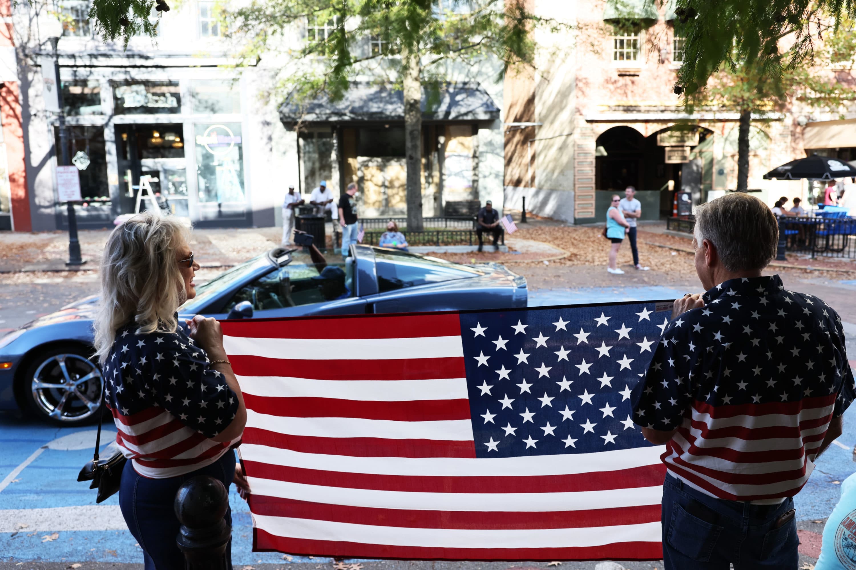 People watch the Cherry Blossom Festival Veterans Day Parade on Nov. 6, in Macon, Georgia. (Michael M. Santiago/Getty Images)