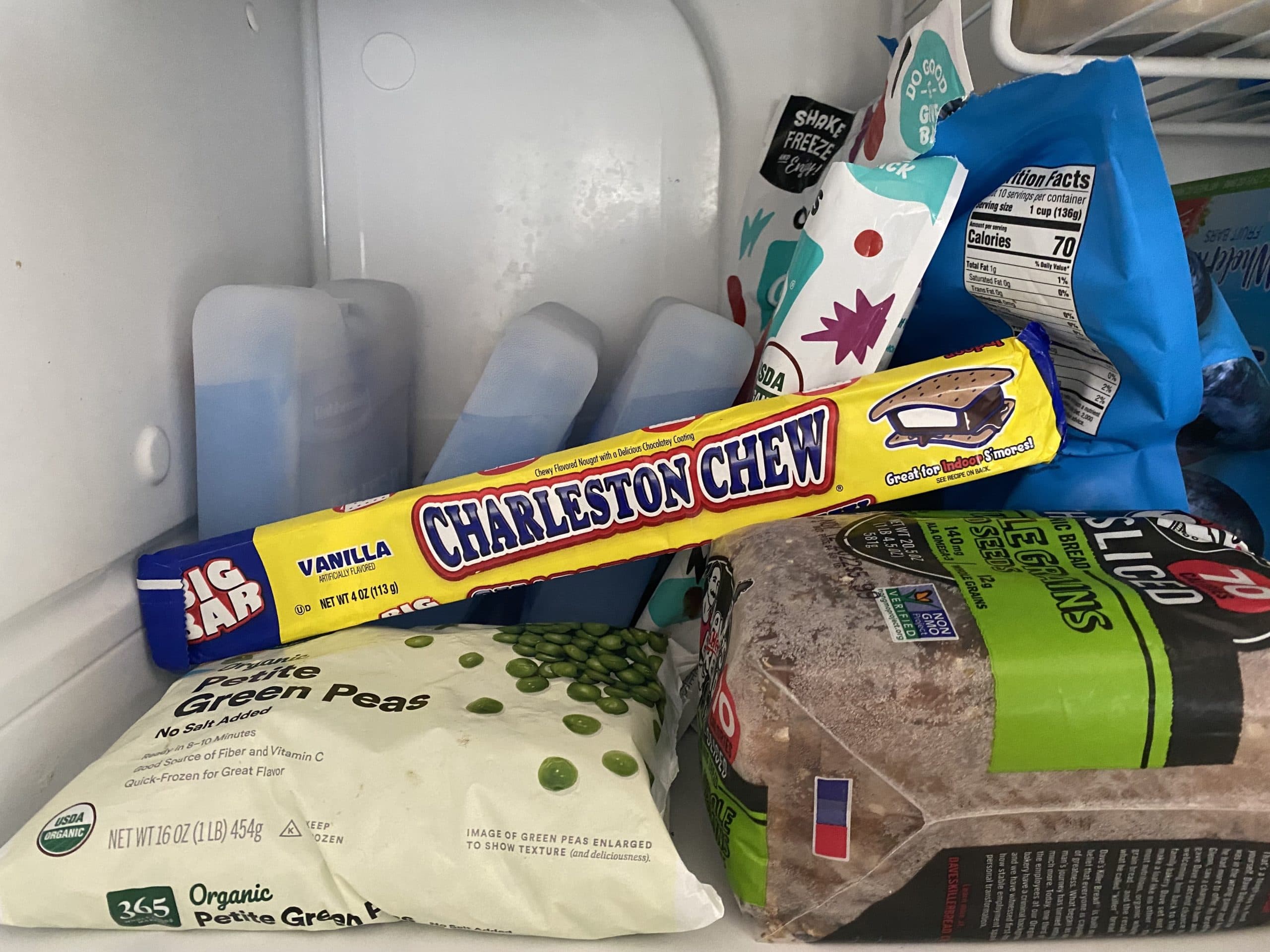 WBUR senior arts reporter Andrea Shea demonstrates the proper way to eat Charleston Chews — by first freezing them. (Courtesy Andrea Shea)