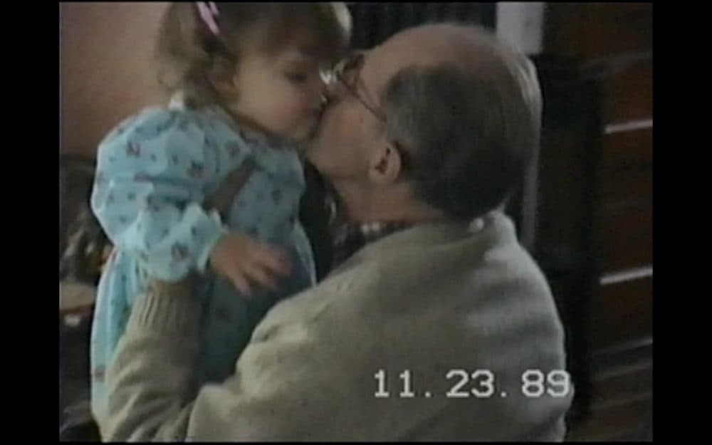 Amanda Beland with her grandfather, taken from a home movie. (Courtesy Beland family).