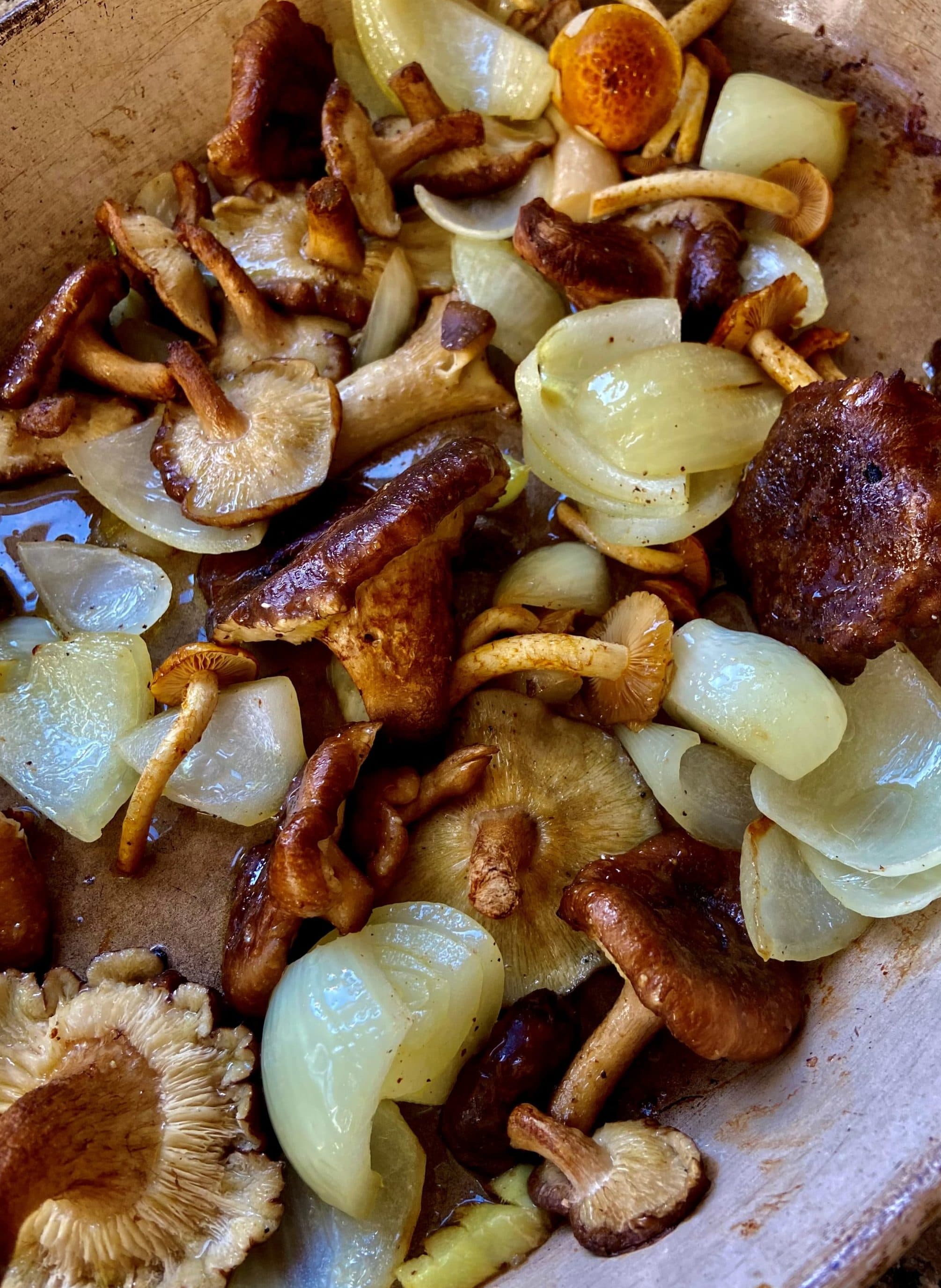 Ingredients for roasted mushroom soup. (Kathy Gunst/Here &amp; Now)