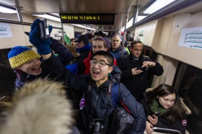 Hundreds hop on the new MBTA's long awaited Green Line Medford extension