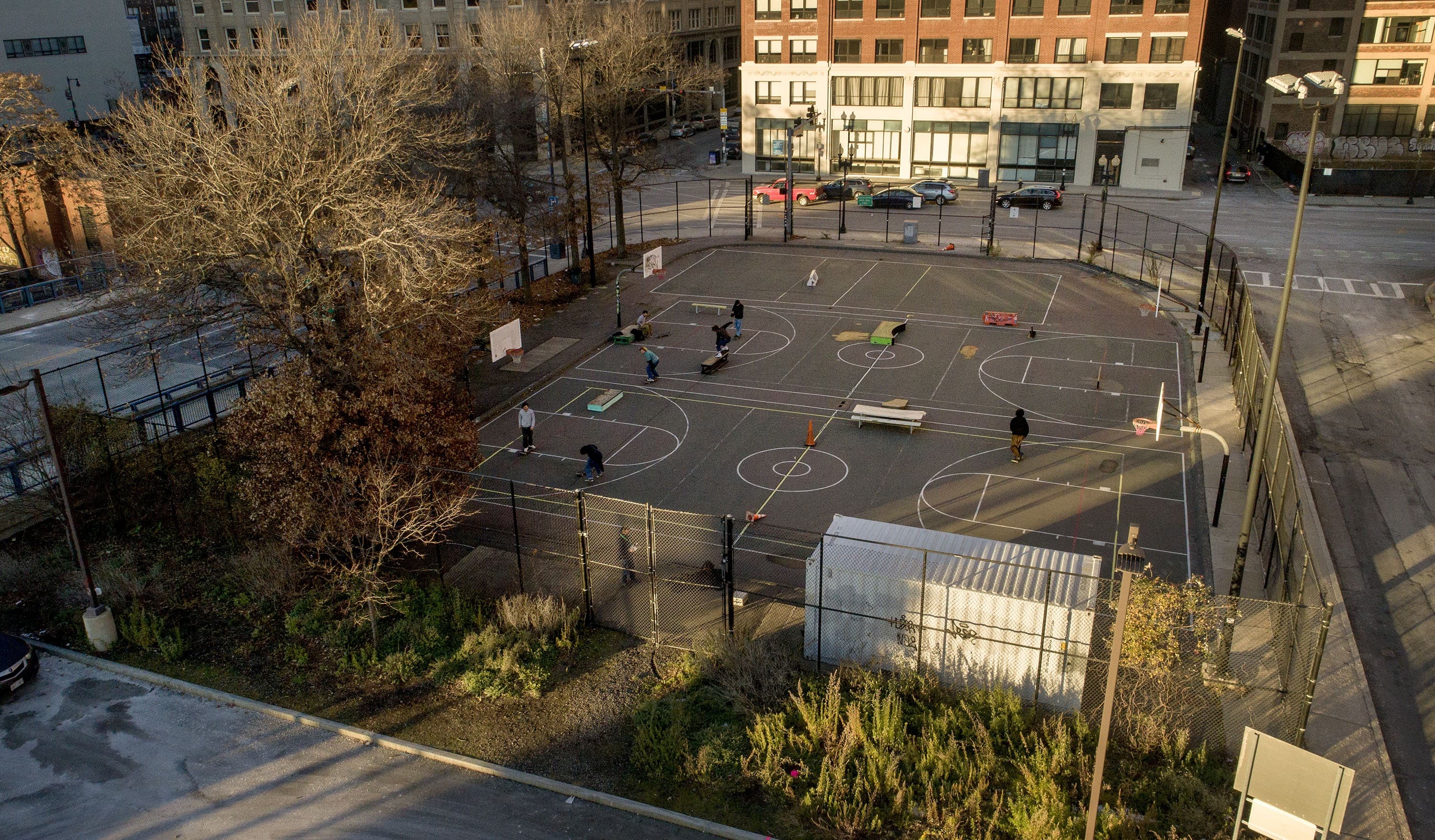 Reggie Wong Park, on Lincoln Street and Kneeland Street, Boston. (Robin Lubbock/WBUR)