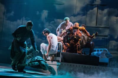 Adi Dixit and the cast of "Life of Pi" at the American Repertory Theater. (Courtesy Matthew Murphy and Evan Zimmerman for MurphyMade)