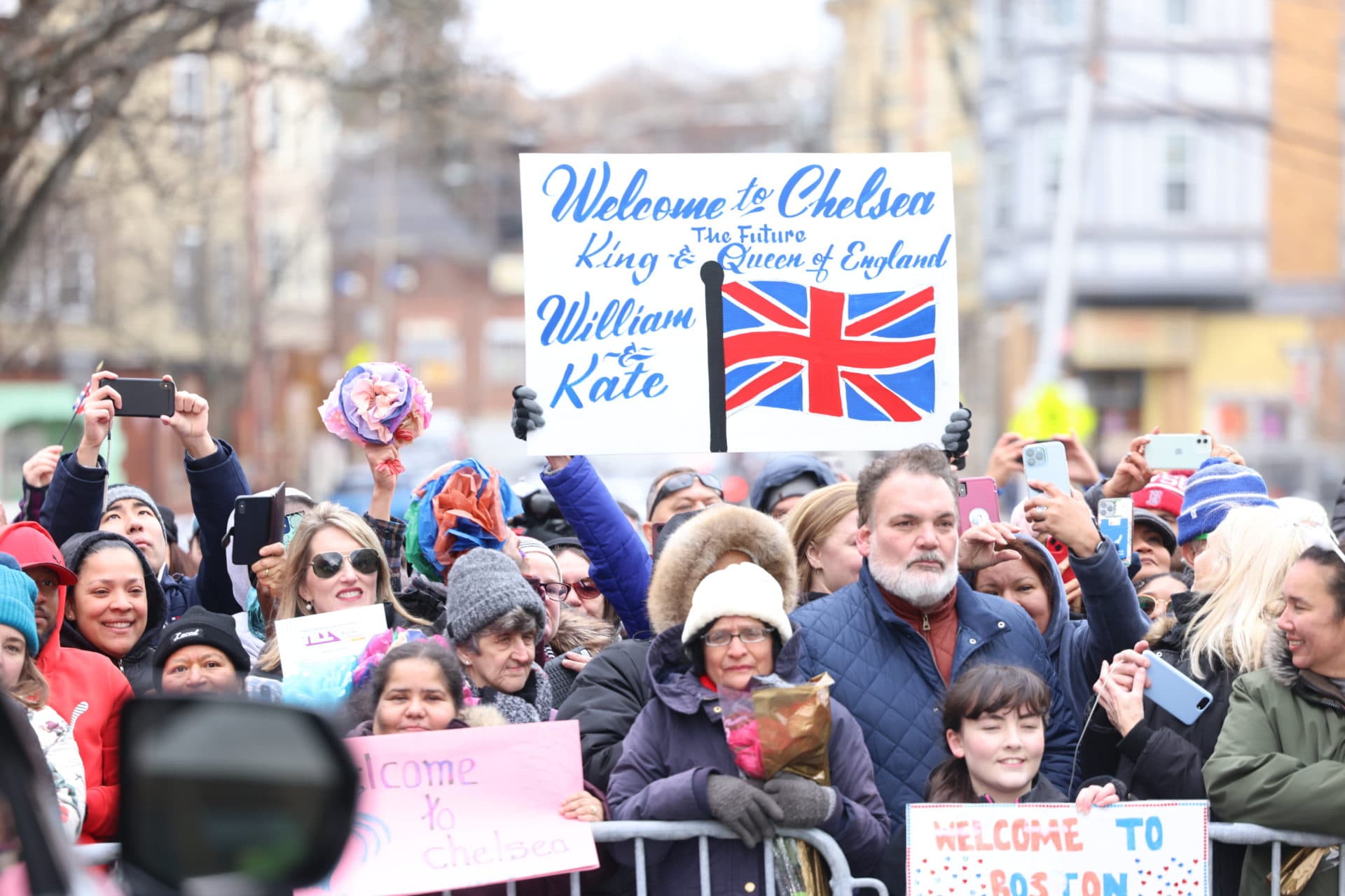 Crowds gather to see Prince William and Kate during a visit to Roca, a non-profit organization focusing on high-risk young people, in Chelsea. (Ian Vogler/Getty Images)