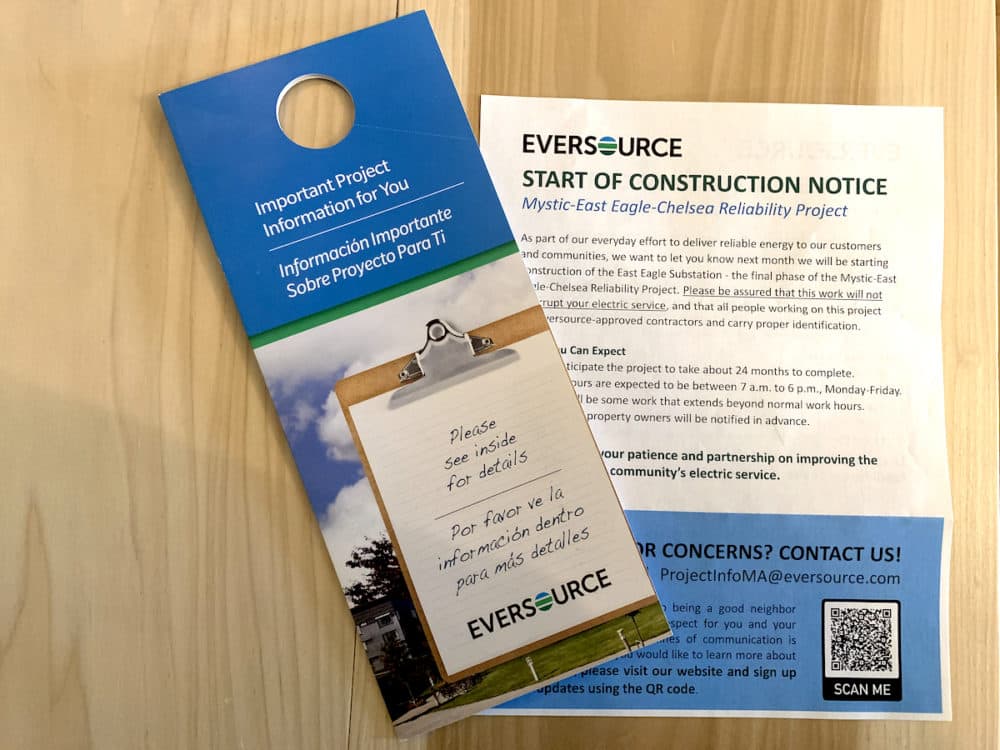 Eversource began sending flyers to East Boston residents about upcoming construction work on the East Boston substation. (Carrie Jung/WBUR)